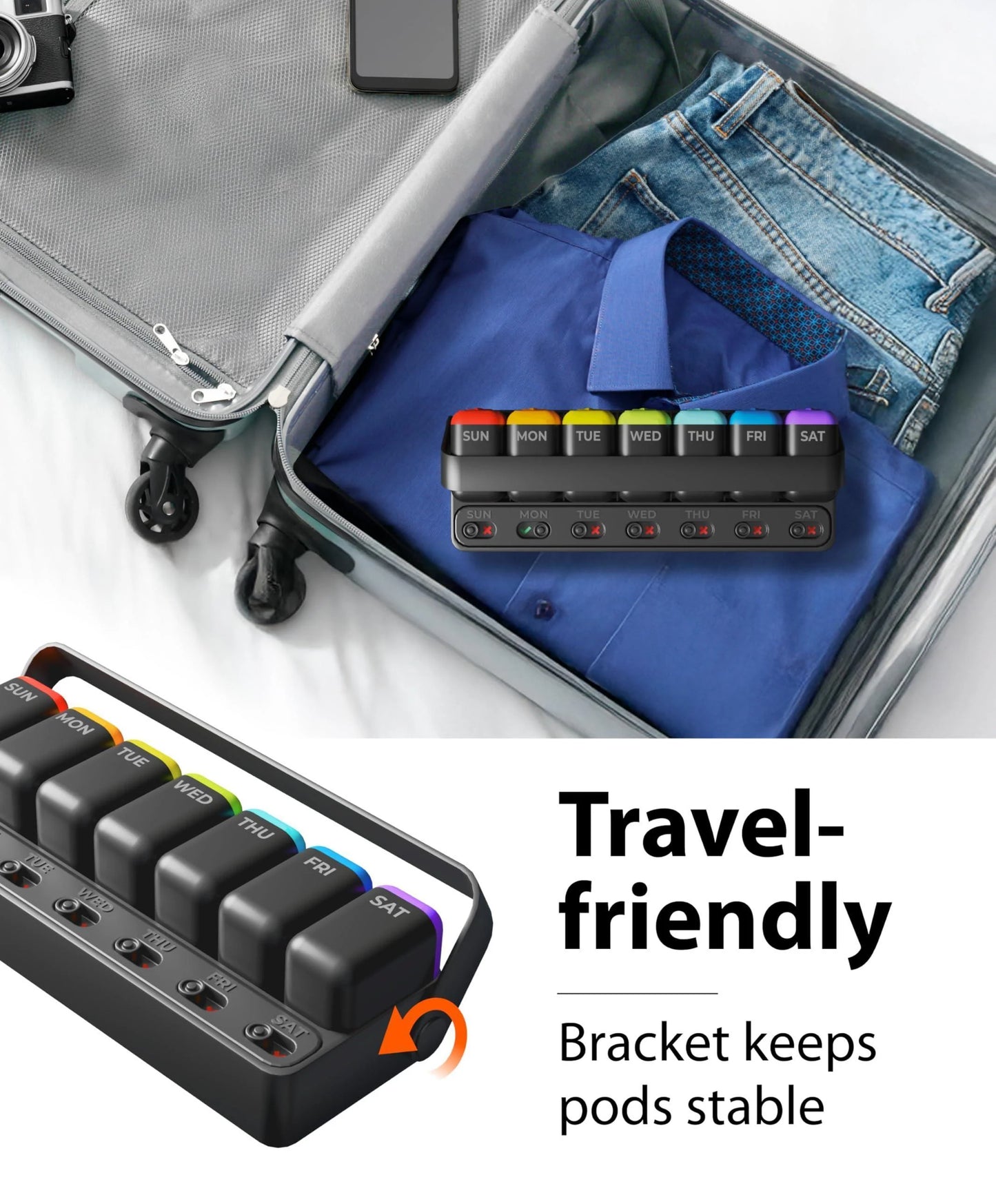 Weekly Pill Organizer with Reminder Switch - 7-Day Portable Medication Tracker