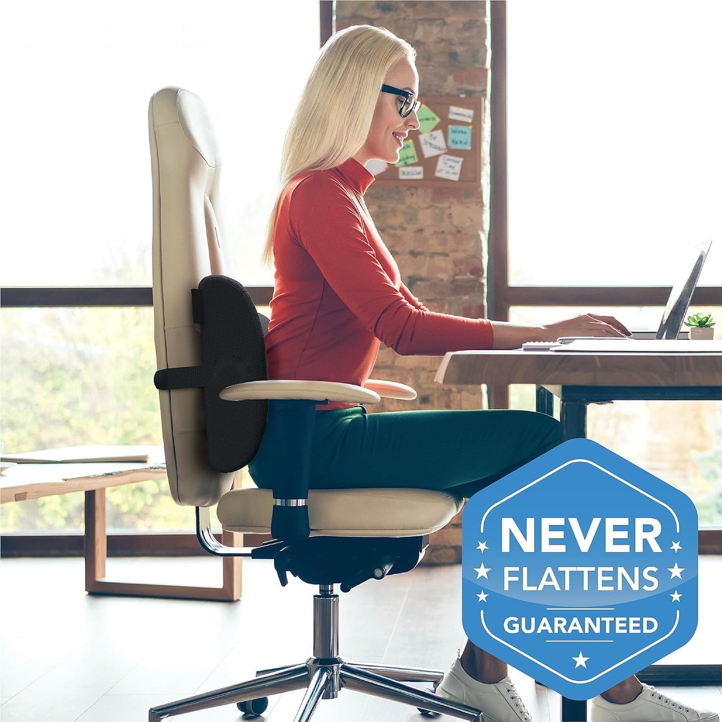 Memory Foam Lumbar Support Pillow - Back Pain Relief for Office & Car