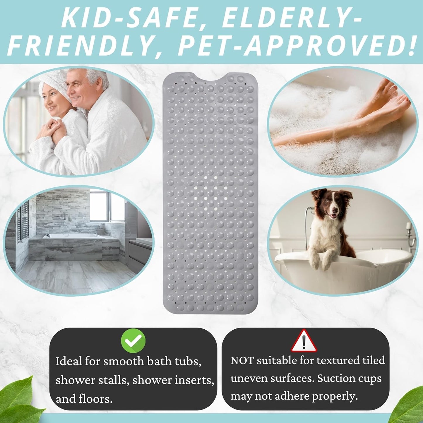 Non-Slip Bath & Shower Safety Mat - Secure Grip for Wet Floors