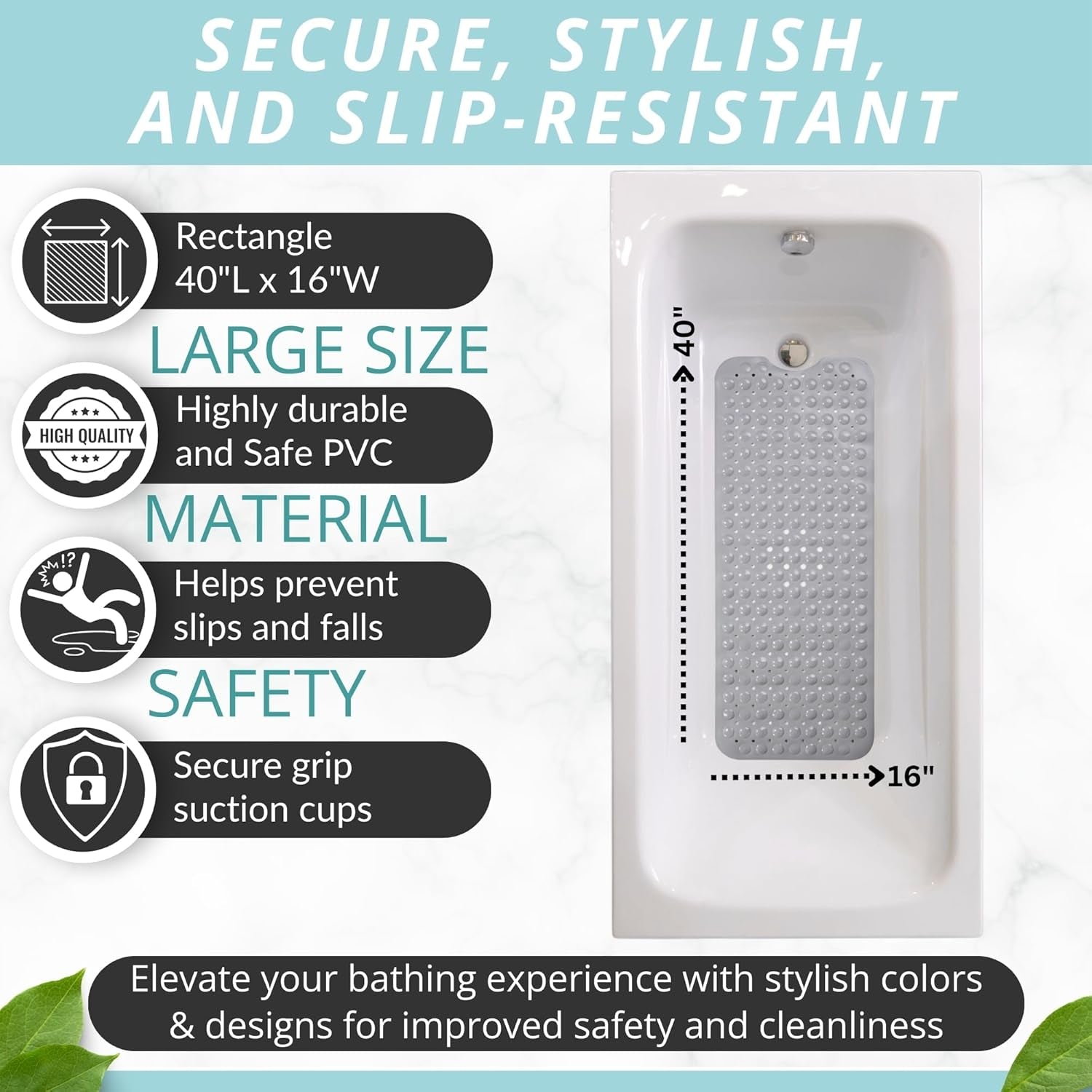 Non-Slip Bath & Shower Safety Mat - Secure Grip for Wet Floors