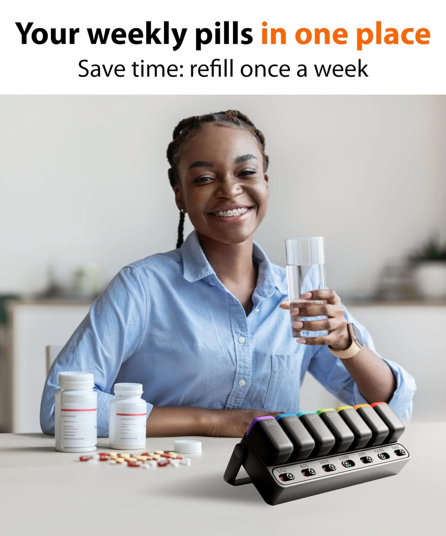 Weekly Pill Organizer with Reminder Switch - 7-Day Portable Medication Tracker