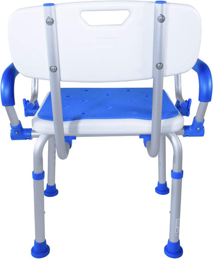 Shower Safety Chair, Bath Bench with Backrest, Swing Arms, Adjustable Height, Medical Senior Support, Foam Padded