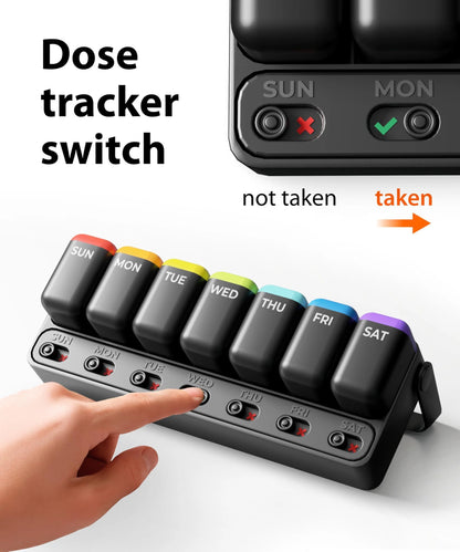 Weekly Pill Organizer with Reminder Switch - 7-Day Portable Medication Tracker