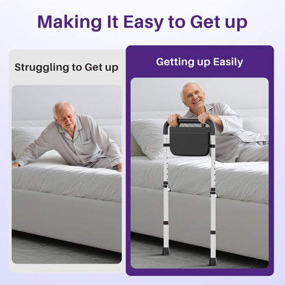 Adjustable Bed Assist Rail - Heavy-Duty Safety Handle