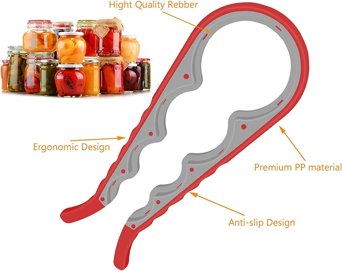 Multi-Size Jar Opener - 5-in-1 Easy Grip Tool for Weak Hands