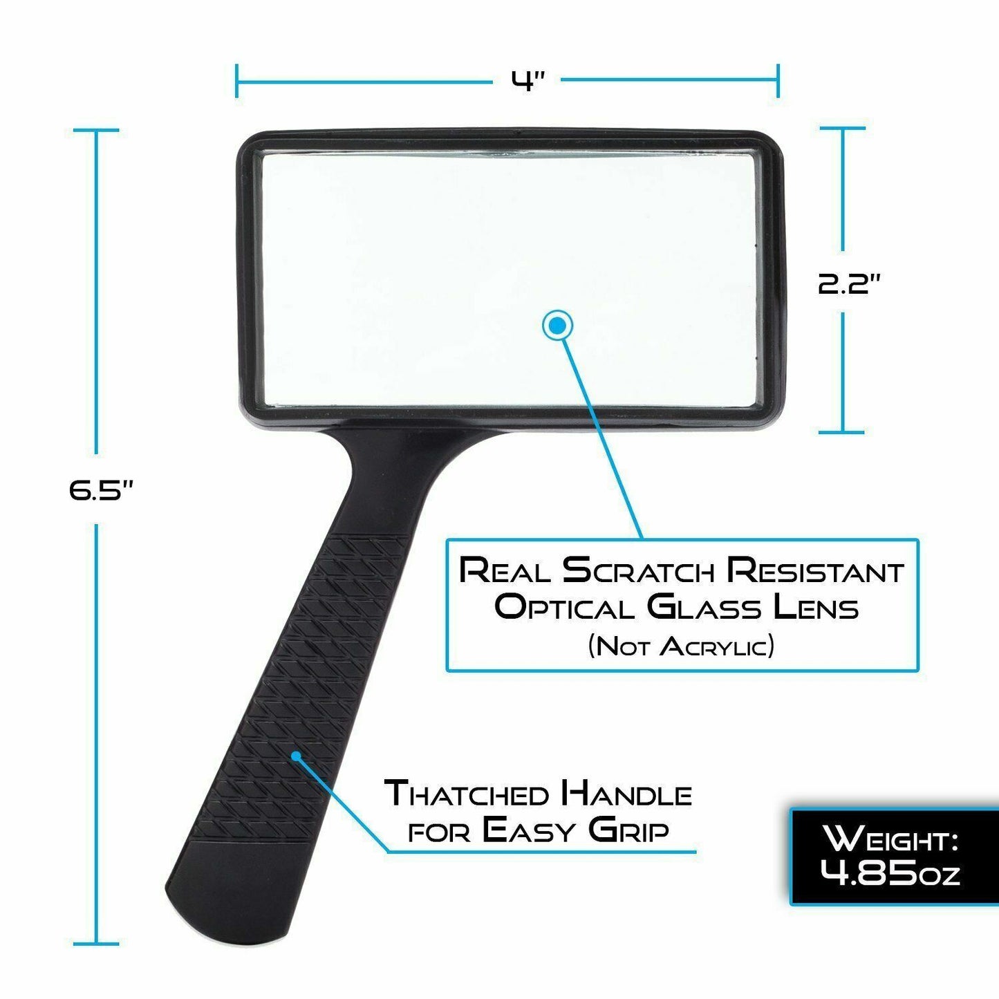 Handheld 3X Magnifying Glass with Optical Lens