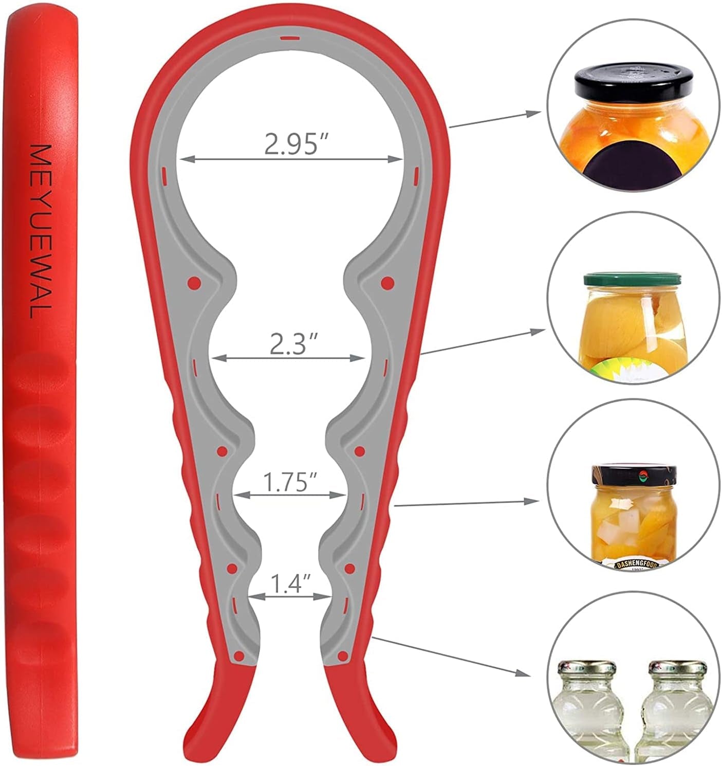 Multi-Size Jar Opener - 5-in-1 Easy Grip Tool for Weak Hands