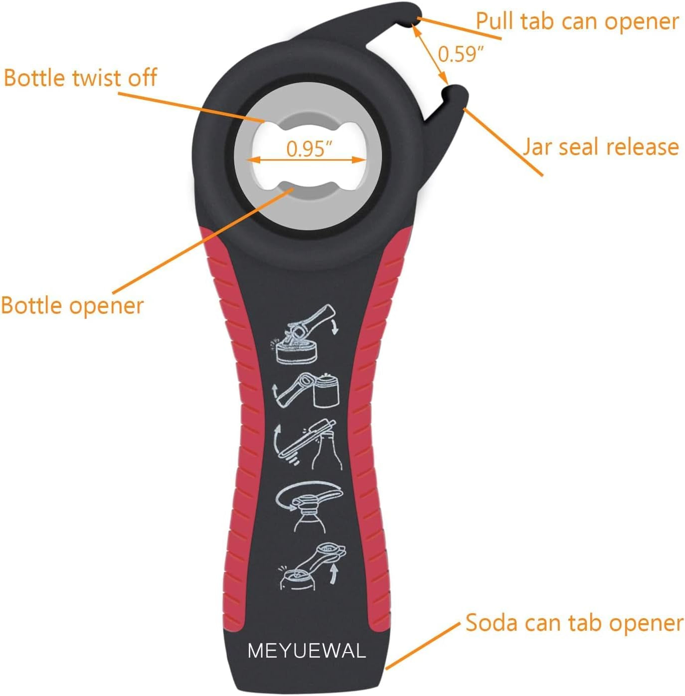 Multi-Size Jar Opener - 5-in-1 Easy Grip Tool for Weak Hands