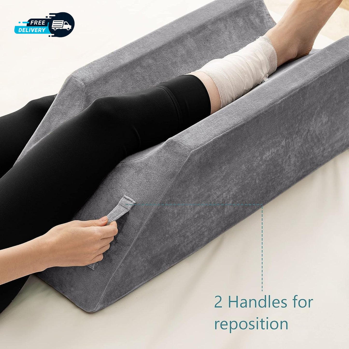 Memory Foam Leg Elevation Pillow - Wedge for Swelling & Circulation
