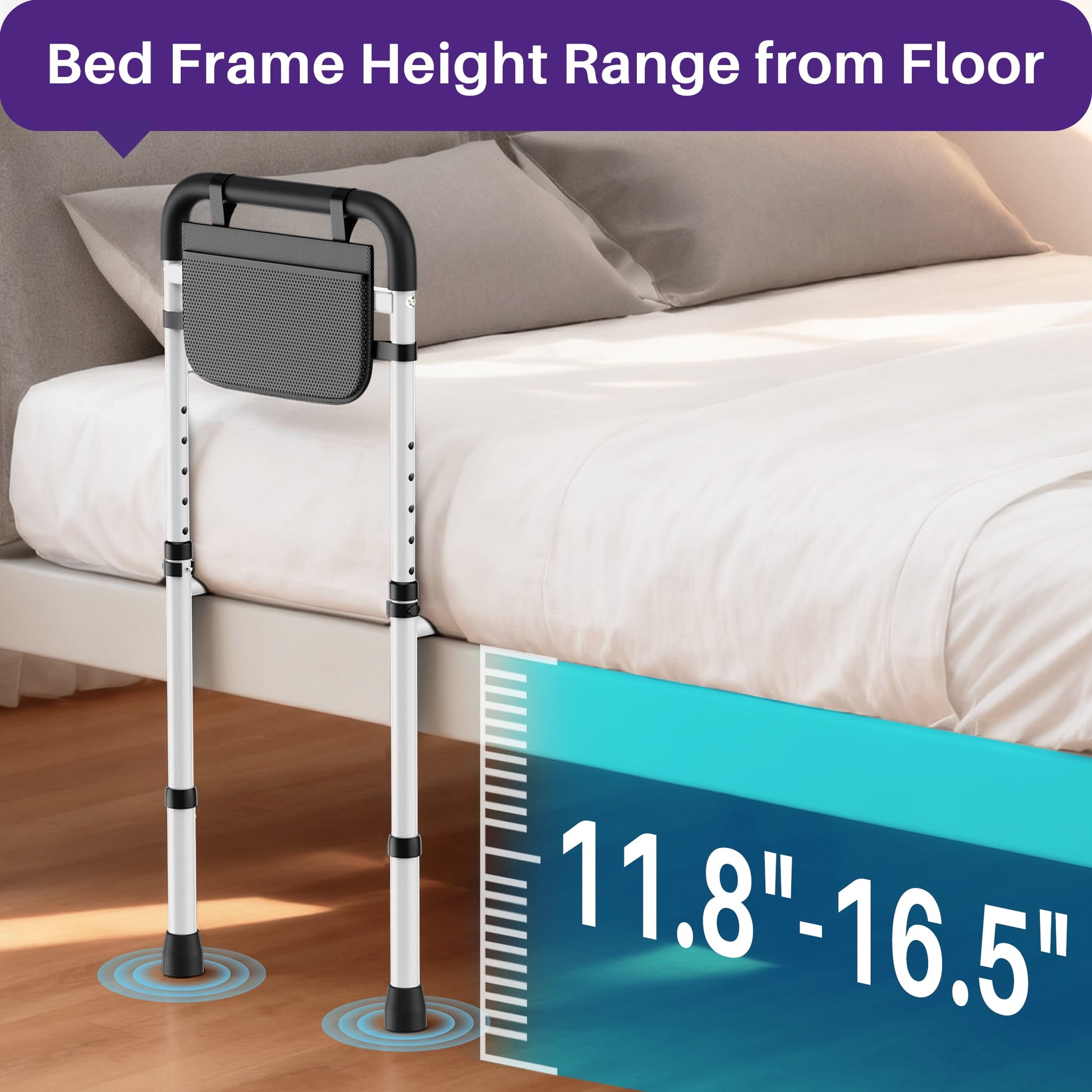 Adjustable Bed Assist Rail - Heavy-Duty Safety Handle