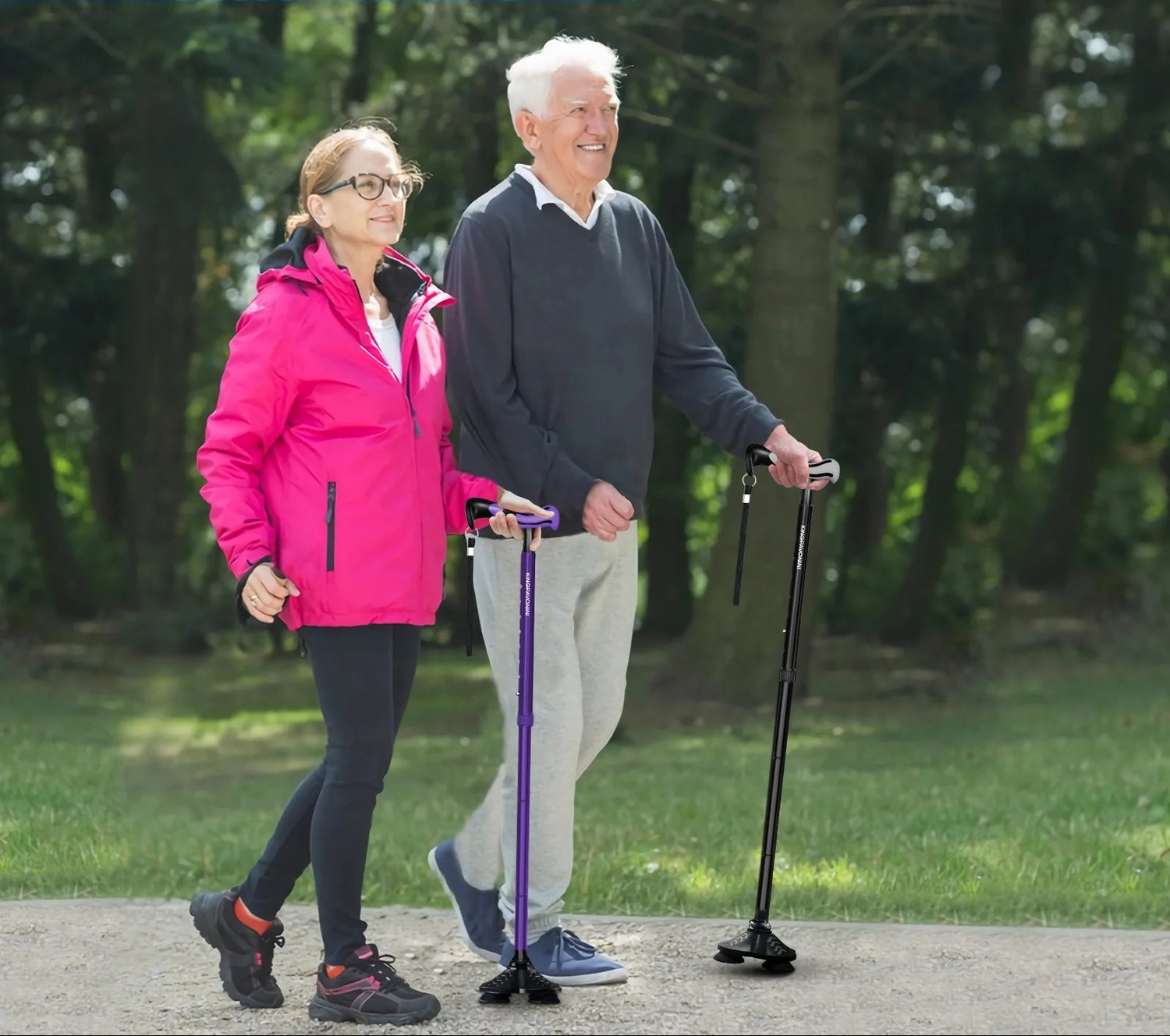 Self-Standing Walking Cane - Heavy-Duty Adjustable Quad Cane