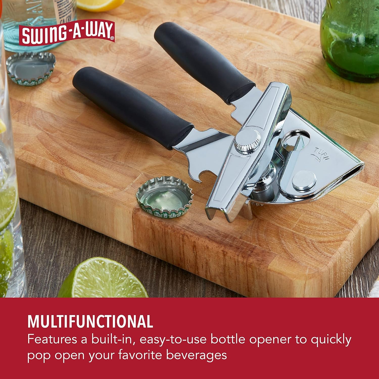 Classic Swing-A-Way Can Opener - All-Steel Manual Bottle Opener
