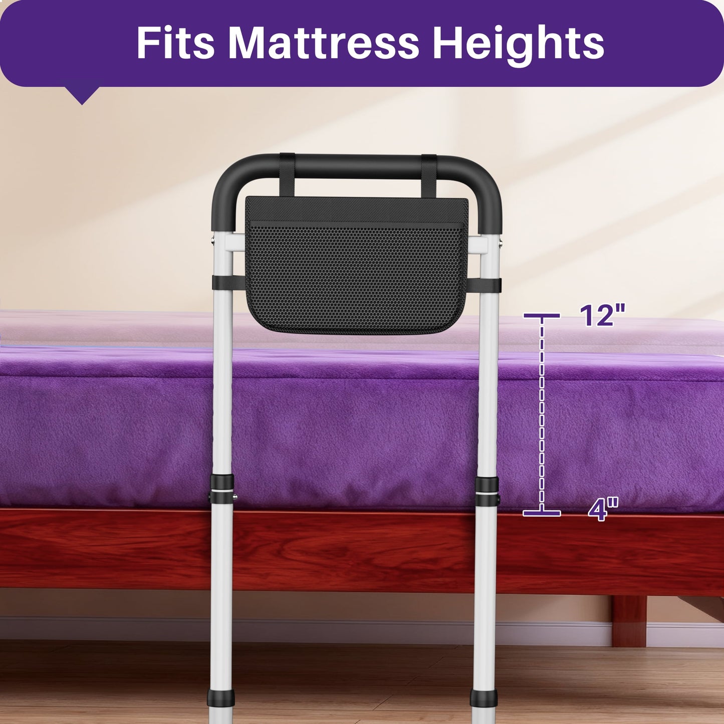 Adjustable Bed Assist Rail - Heavy-Duty Safety Handle